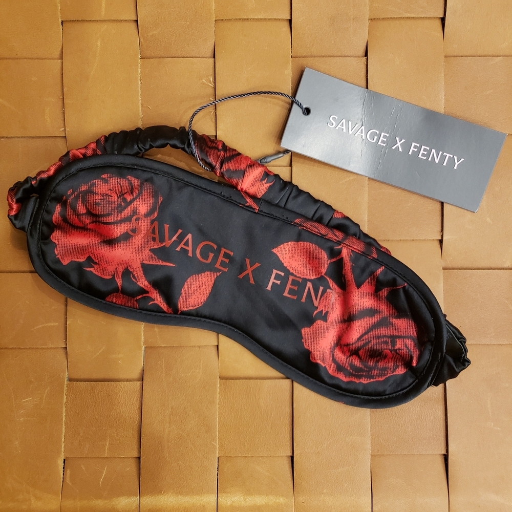 SAVAGE X FENTY NWT Rare to Find (sold out) Midnight Rose Satin Sleep Mask - Picture 3 of 5
